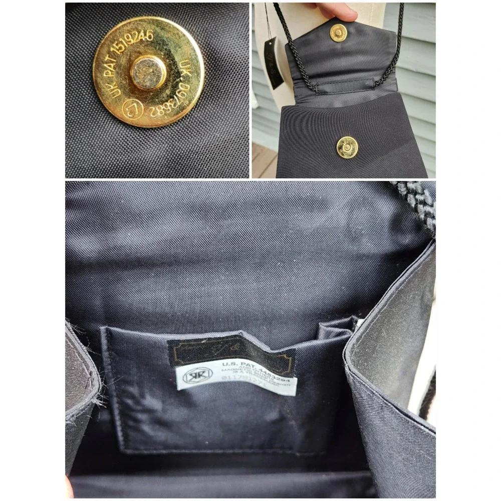Vintage 90s J&S Original Evening Bag Black Satin‎ Crossbody Top Handle Small NWT